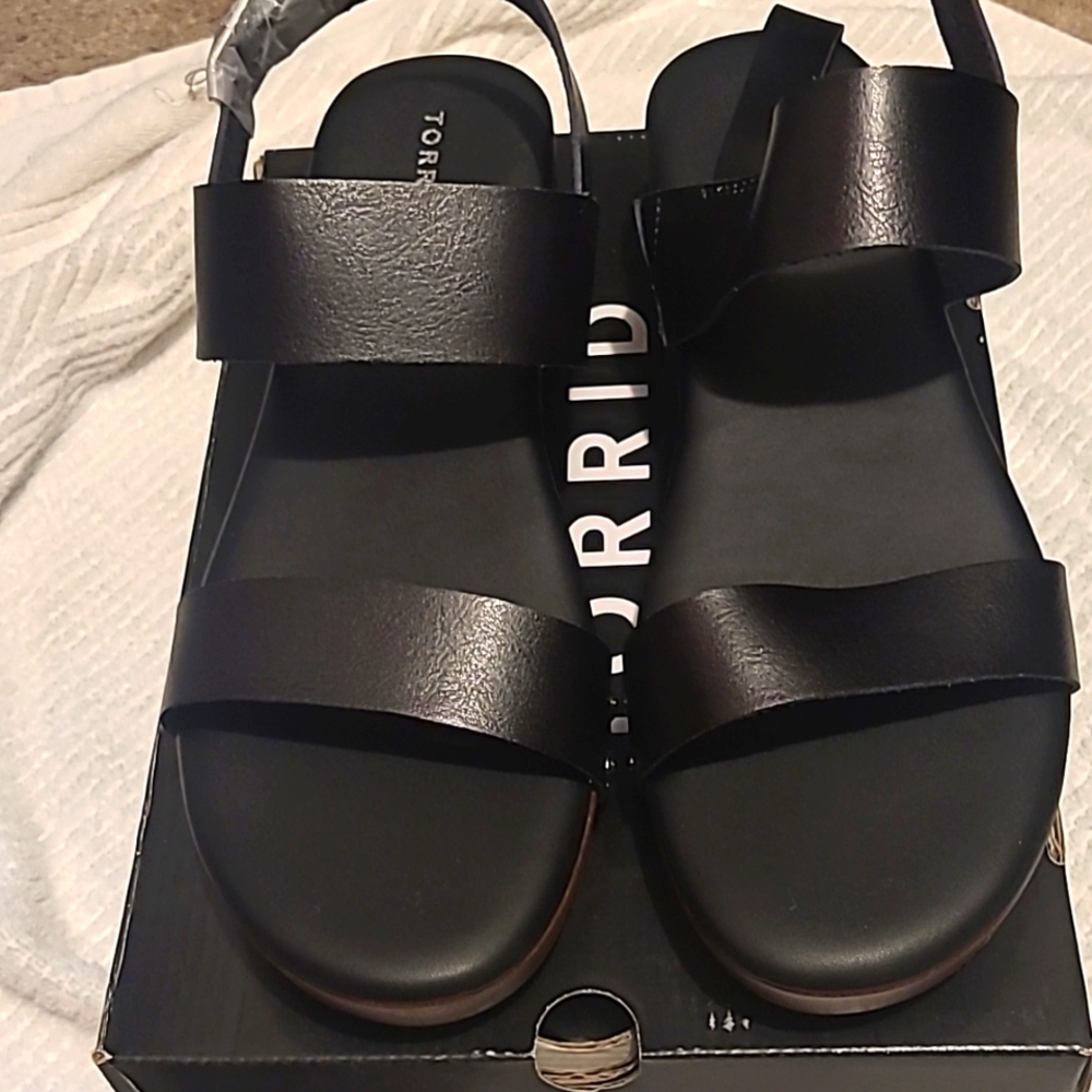 NWT in original box size 10.5 torrid black wedge sandals